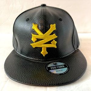 ZOO YORK Faux Leather Flat-bill Snap Back Cap Hat